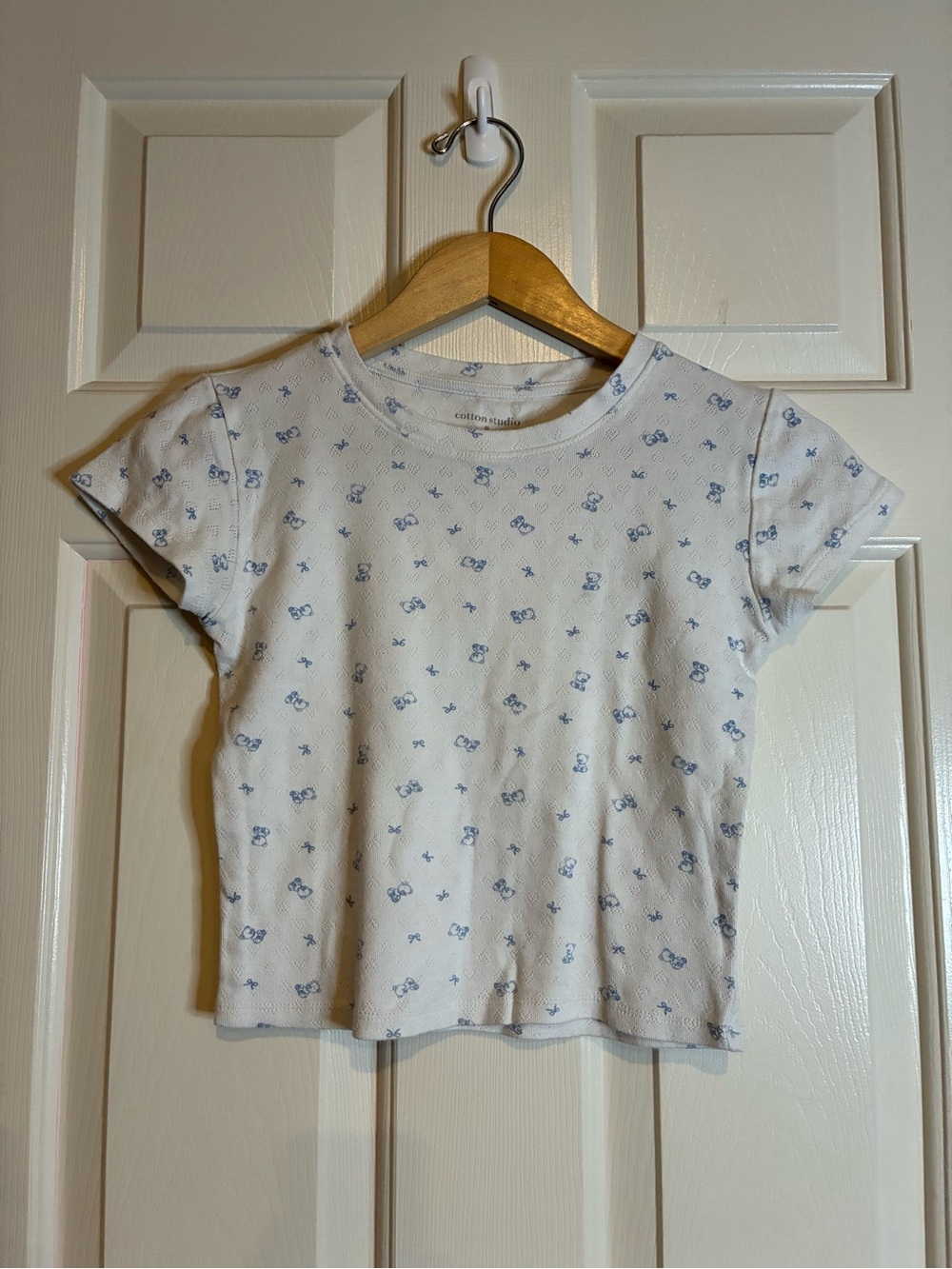 Cotton On Kids White Short Sleeve Tee with Light Blue Mini Floral Print